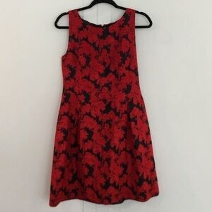 C - Tommy Hilfiger, Black Dress Covered in Embroidered Red Roses Size 8